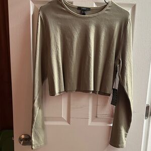 Forever 21 Olive Green Long Sleeve Crop Top